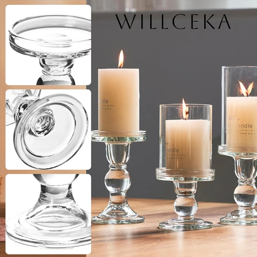 ✨ Crystal Glass Candle Holders 🕯️ | Cone-Shaped Design 💎 | Perfect for Weddings, Dining Tables & Home Decor 🌸