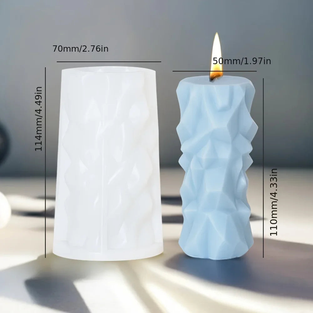 3D Candle & Soap Making Mold Set – Geometric Diamond, Rock, Cube, and Cylinder Shapes