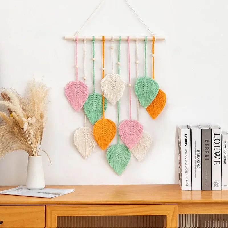 🍃 Handwoven Macramé Leaf Wall Hanging Ornament ✨