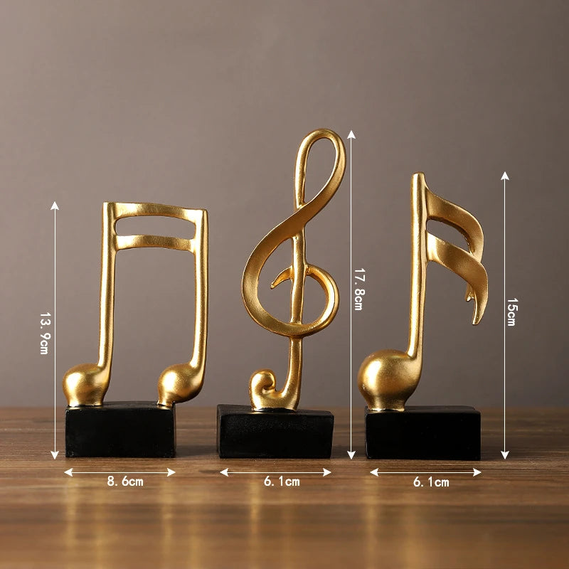 Golden Resin Musical Note Sculpture – Decorative Figurine for Wine Cabinet, Bar & Music Room