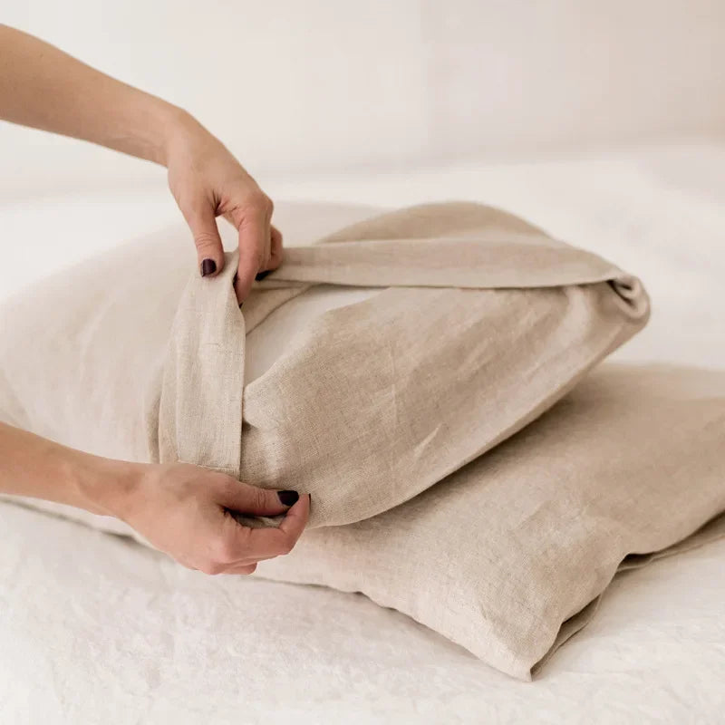100% Linen Pillowcases – Washed Flax Pillow Shams with Envelope Closure, Soft Breathable Luxury Covers (No Insert)"