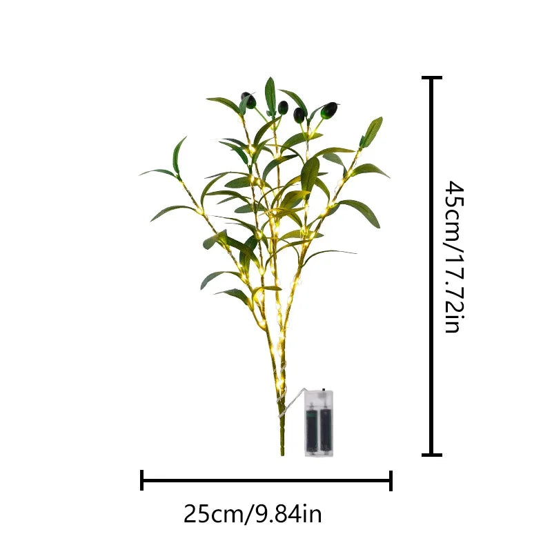 1PC / 3PCS Artificial Olive Branch LED Light – DIY Handcrafted Home, Restaurant & Office Desk Night Decoration