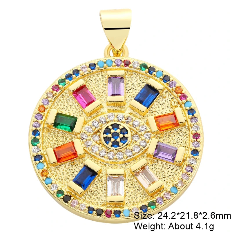 👁️ Juya 18K Gold Plated Greek Evil Eye Charms – Handmade Luxury Pendants with Cubic Zirconia for DIY Jewelry Making