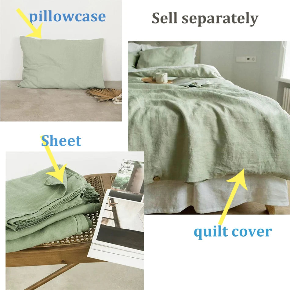 100% Linen Stone-Washed Duvet Cover & Pillowcase