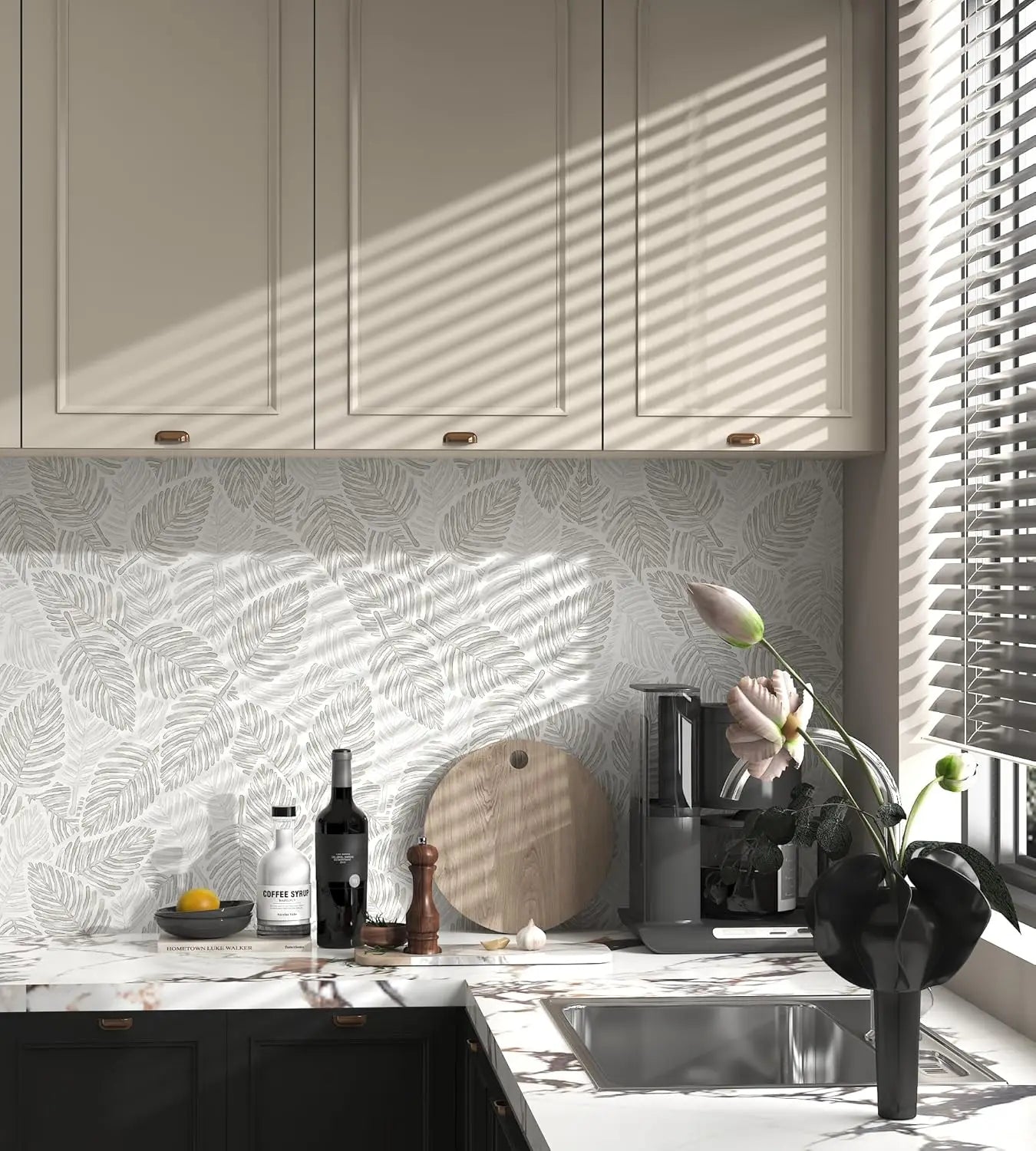 🌿 Boho Leaf Peel and Stick Wallpaper: Modern & Removable ✨