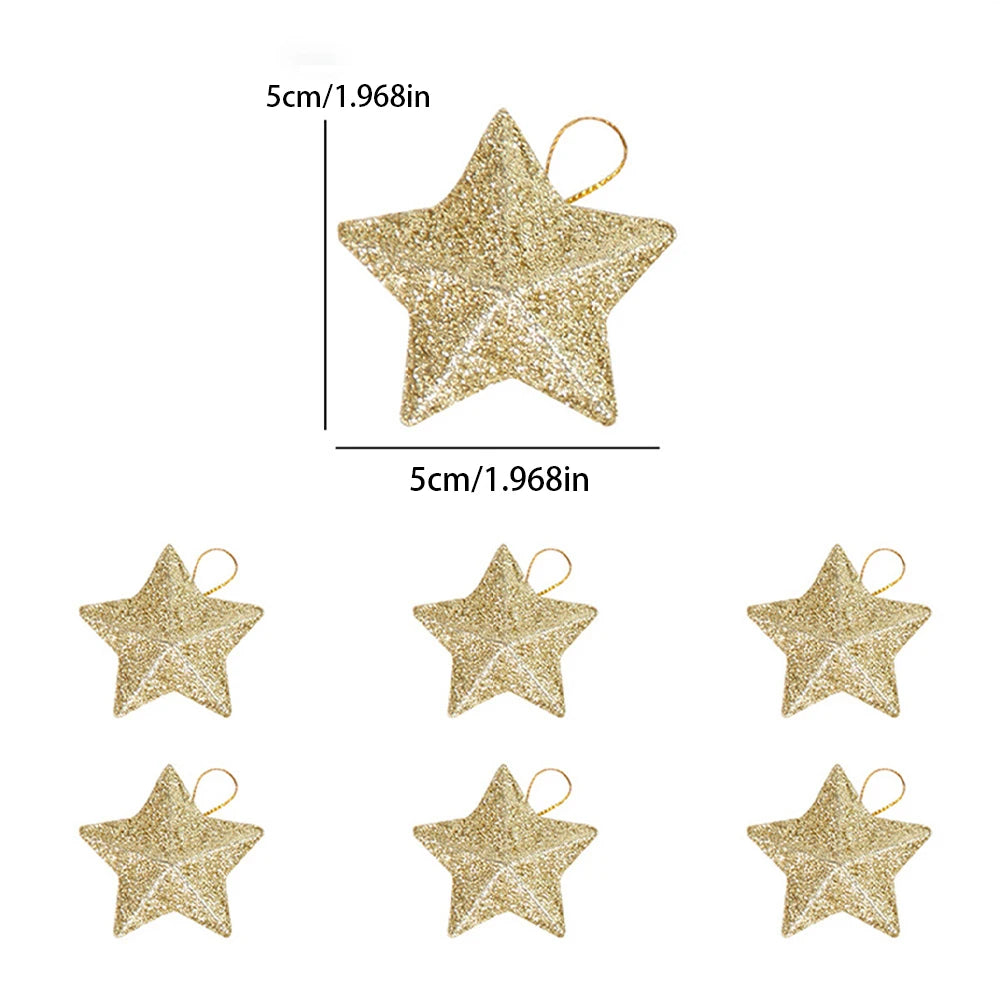 ⭐✨ Gold Glitter Star Ornaments – Christmas Tree Pendants | Festive Plastic Decorations for Holiday Parties & Navidad 2026 ✨⭐