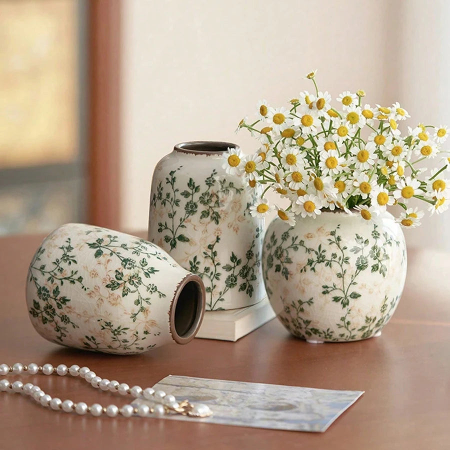 Ice Crackle Handmad🌊 Ice Crackle Ceramic Vase – Handmade Boho Charm 🖐️🏺e Ceramic Vase – Bohemian Art for Home Décor, Perfect for Fresh & Dry Flowers in Living Rooms & Offices