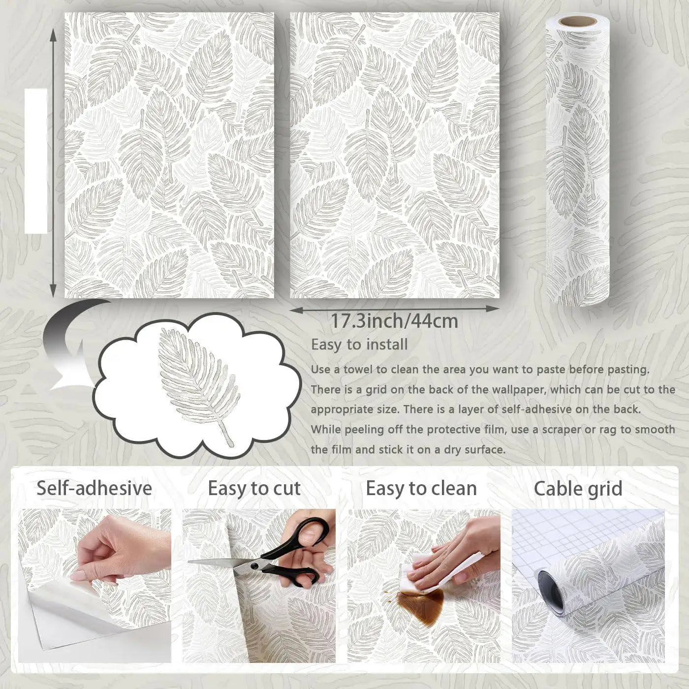 🌿 Boho Leaf Peel and Stick Wallpaper: Modern & Removable ✨