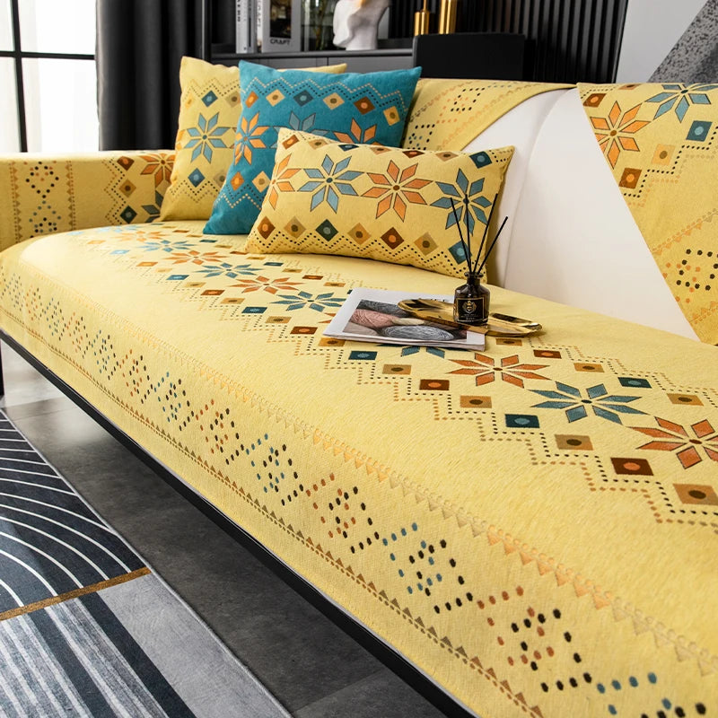 🛋️ Modern Geometric Sofa Mats – Anti-Slip, Machine Washable, Perfect for Spring & Summer