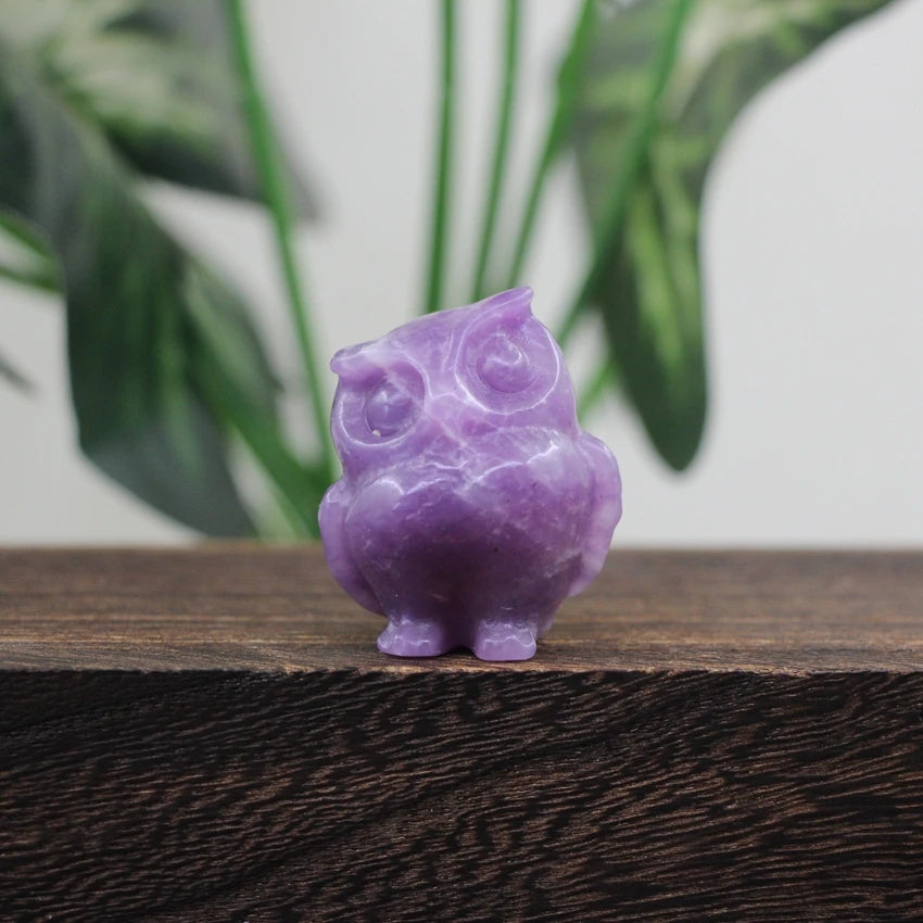 Hand Carved Gemstone Owl Statue – Mini Crystal Quartz Figurine, Healing Animal Ornament for Home & Office Décor Gifts"