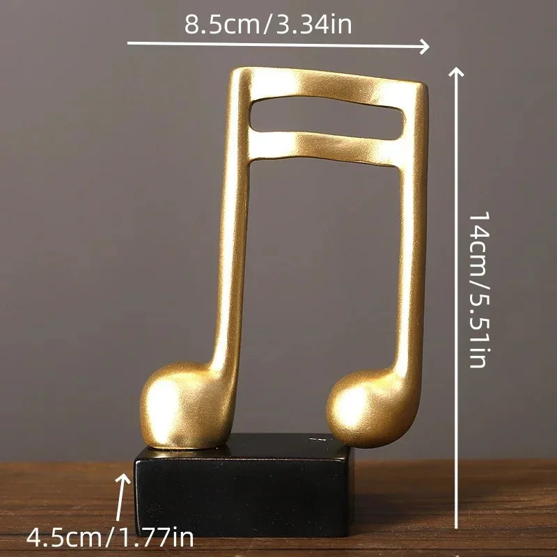 Golden Resin Musical Note Sculpture – Decorative Figurine for Wine Cabinet, Bar & Music Room