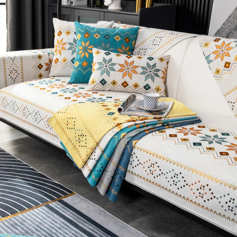 🛋️ Modern Geometric Sofa Mats – Anti-Slip, Machine Washable, Perfect for Spring & Summer