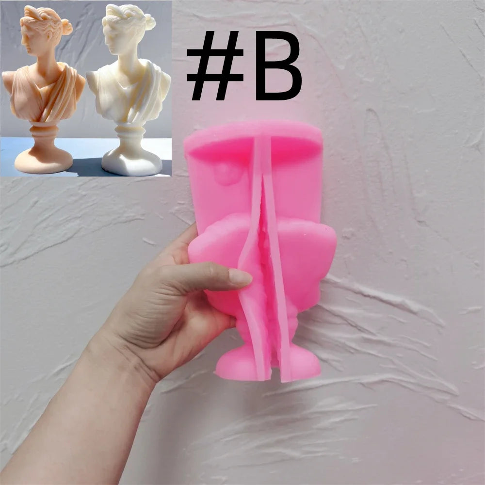 ๐๏ธ Artemis & Apollo Silicone Bust Mold โ Greek Goddess & God Candle Mold | Roman Sculpture Wax Mold for DIY Art & Crafts