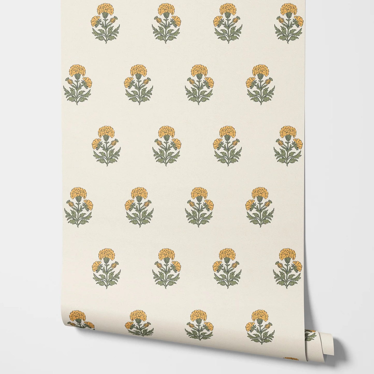 🌼 Vintage Marigold Floral Wallpaper ☀️