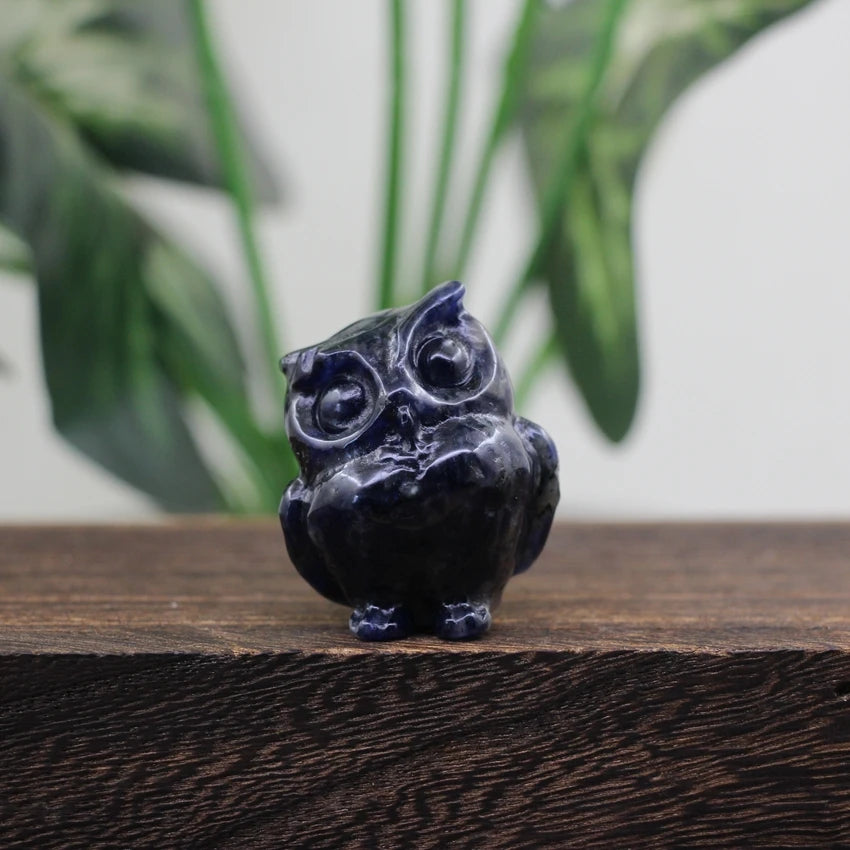Hand Carved Gemstone Owl Statue – Mini Crystal Quartz Figurine, Healing Animal Ornament for Home & Office Décor Gifts"