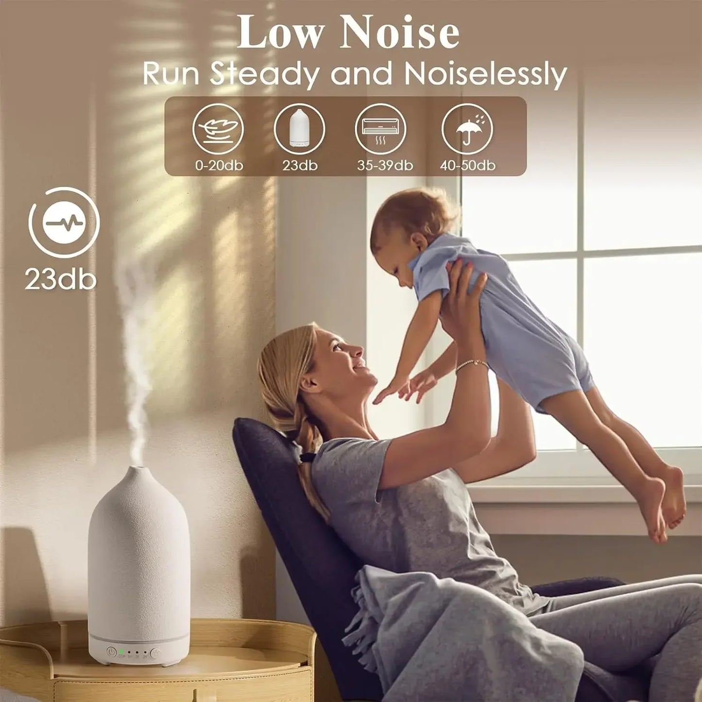 Aromatherapy Ceramic Diffuser 100ml – Ultrasonic Humidifier with LED & Timer