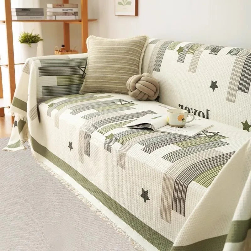 Universal One-Piece Sofa Cover – Cotton Linen or Faux Leather, Anti-Slip, Modern Simple Style Home Fabric
