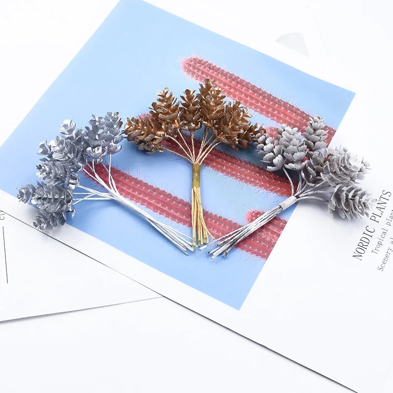 🌲 10 Pcs Artificial Pine Ball Accents - DIY Christmas & Wedding Decor