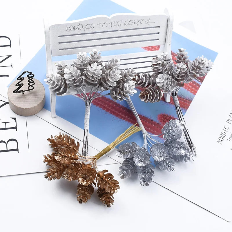 🌲 10 Pcs Artificial Pine Ball Accents - DIY Christmas & Wedding Decor