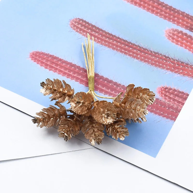 🌲 10 Pcs Artificial Pine Ball Accents - DIY Christmas & Wedding Decor