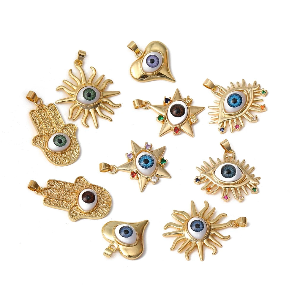 ✨ DIY Resin Pendant Charms – Handmade Love Heart, Hamsa Hand, Sun & Greek Evil Eye for Bracelets & Necklaces