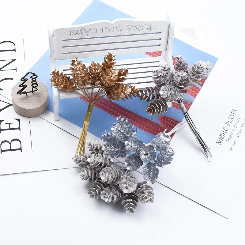 🌲 10 Pcs Artificial Pine Ball Accents - DIY Christmas & Wedding Decor