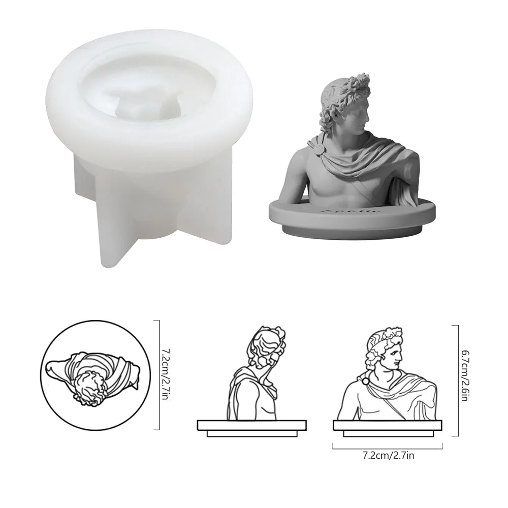 DIY Greek Sculpture Candle Jar Mold – Silicone Mold with Lid for Home Decor Candle Containers