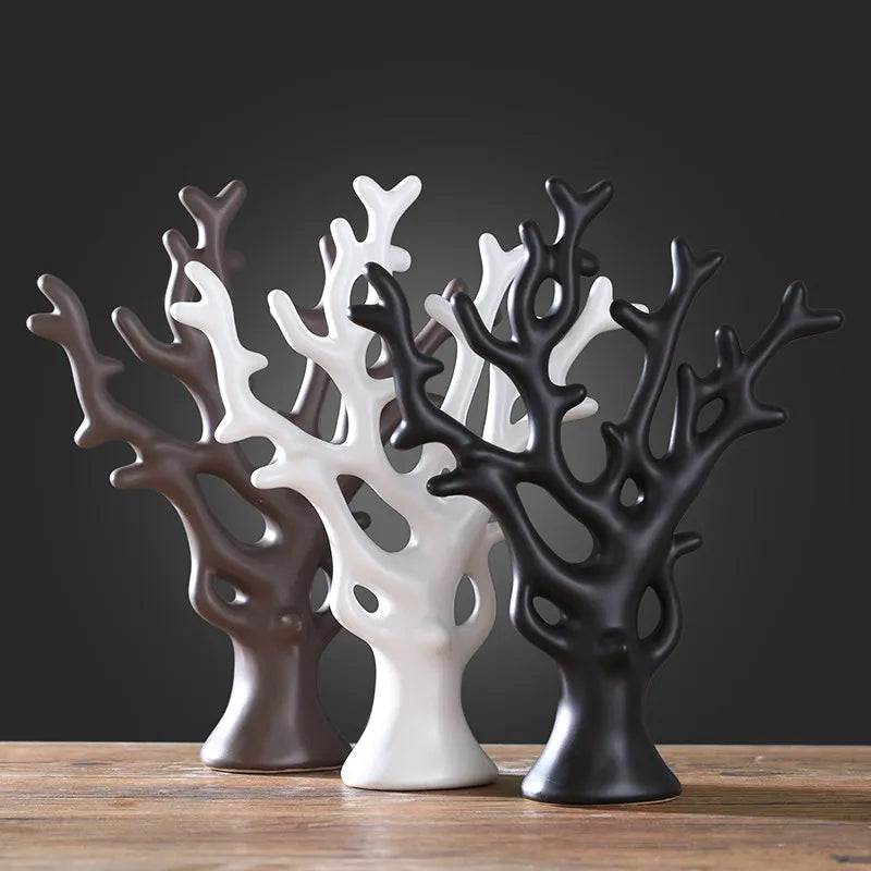 Swan and Deer Ceramic Crafts – Elegant Animal Sculptures for Living Room or Desk Display