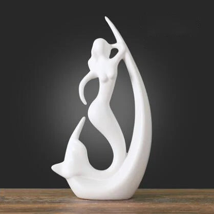 Swan and Deer Ceramic Crafts – Elegant Animal Sculptures for Living Room or Desk Display