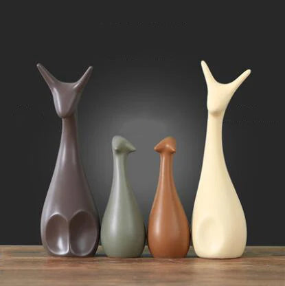 Swan and Deer Ceramic Crafts – Elegant Animal Sculptures for Living Room or Desk Display