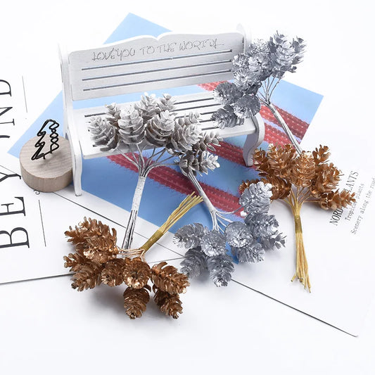 🌲 10 Pcs Artificial Pine Ball Accents - DIY Christmas & Wedding Decor