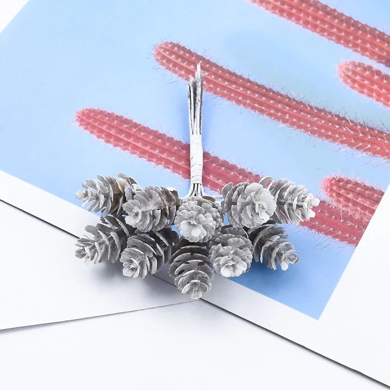 🌲 10 Pcs Artificial Pine Ball Accents - DIY Christmas & Wedding Decor