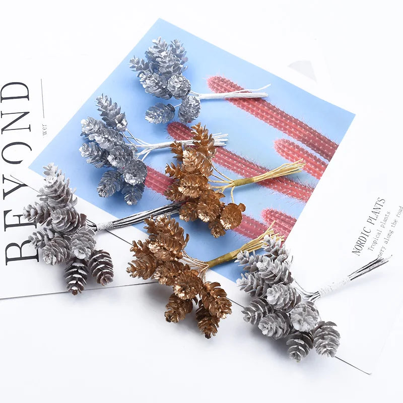 🌲 10 Pcs Artificial Pine Ball Accents - DIY Christmas & Wedding Decor