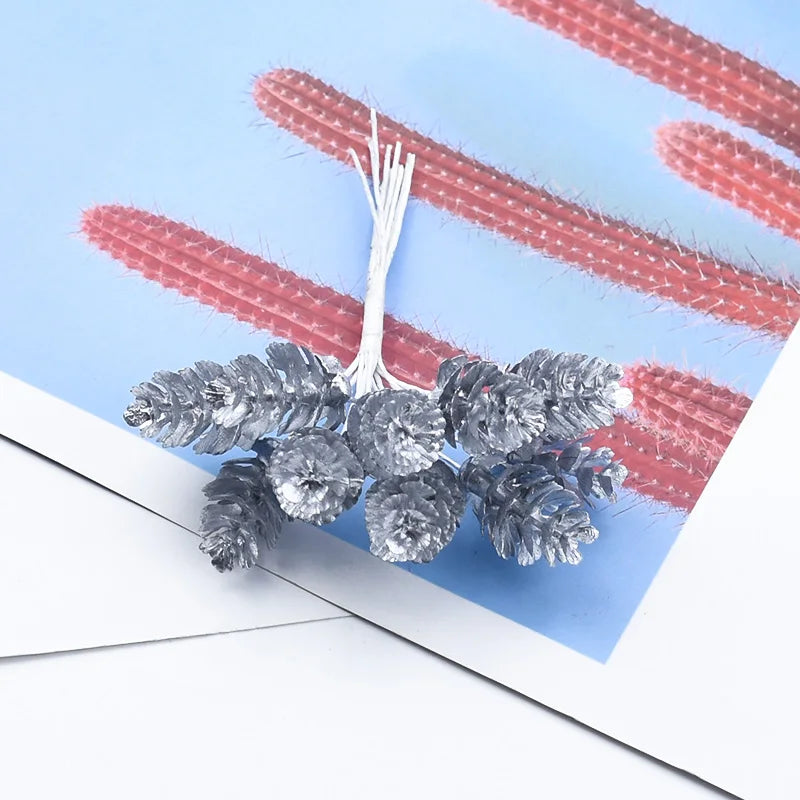 🌲 10 Pcs Artificial Pine Ball Accents - DIY Christmas & Wedding Decor