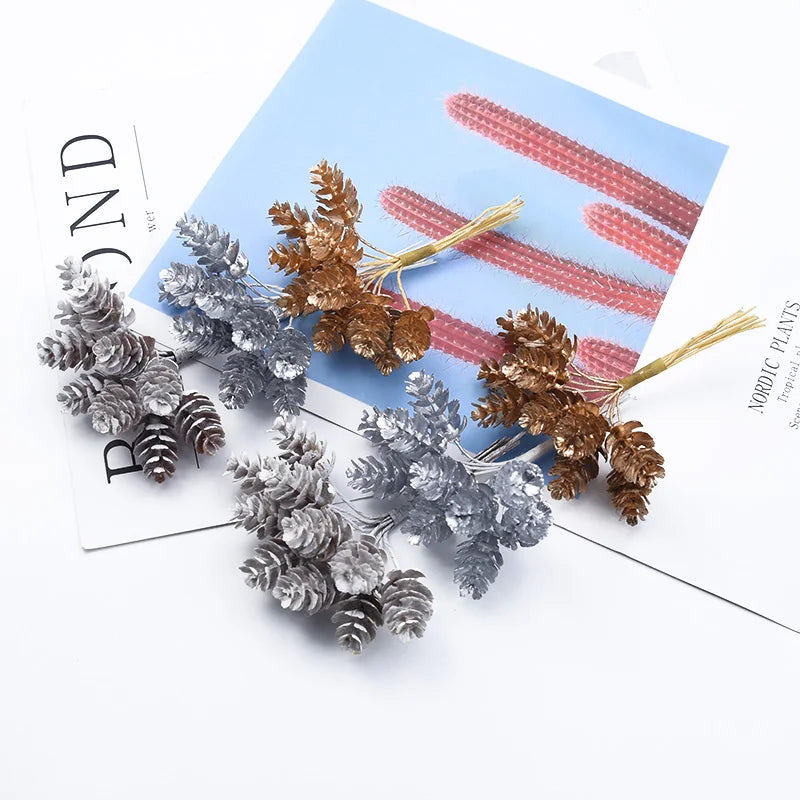 🌲 10 Pcs Artificial Pine Ball Accents - DIY Christmas & Wedding Decor