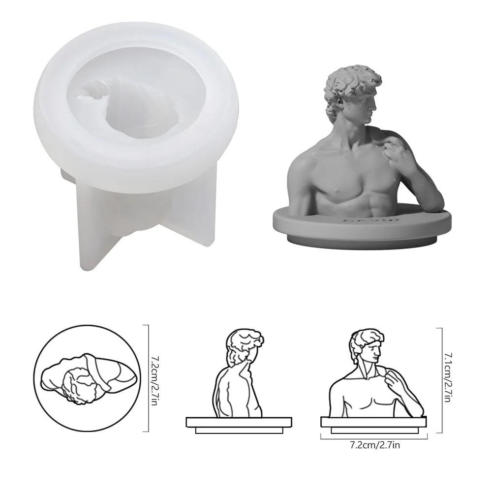 DIY Greek Sculpture Candle Jar Mold – Silicone Mold with Lid for Home Decor Candle Containers