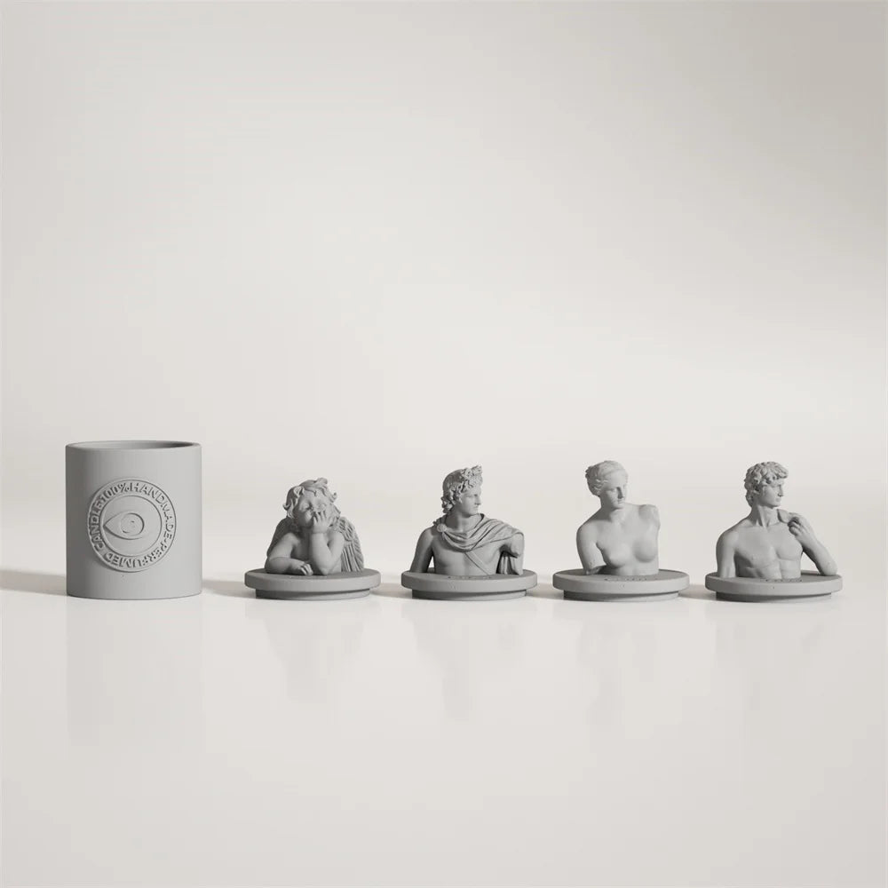 DIY Greek Sculpture Candle Jar Mold – Silicone Mold with Lid for Home Decor Candle Containers