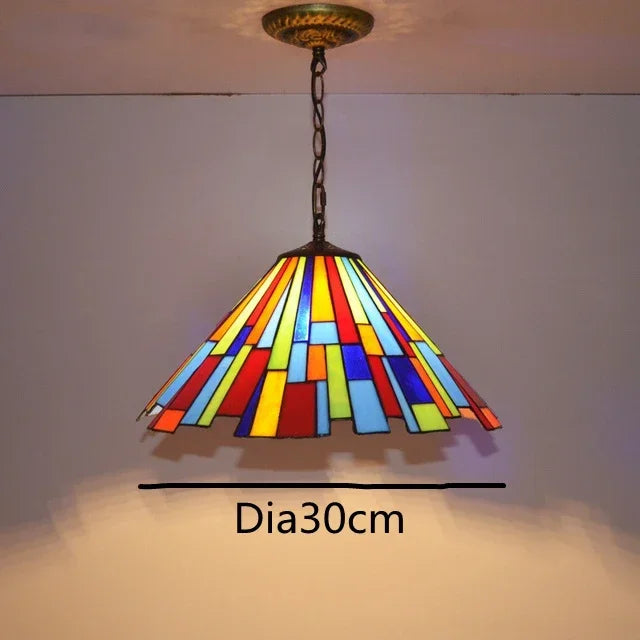 🍷 European-Style Vintage Tiffany Glass Chandelier ✨ | Creative Country-Style Glass Lantern for Bar, Restaurant & Home Decor 🏡