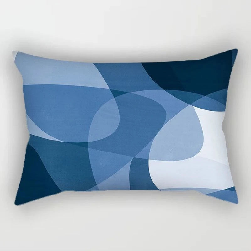 Luxury Blue Rectangle Pillow – Modern Geometric Accent for Sofa or Couch