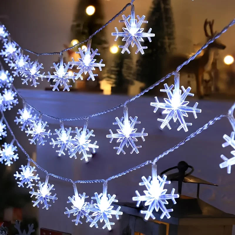 ❄️✨ Dazzling LED Snowflake Garland Lights - Christmas Tree & Home Decor 2025! 💡