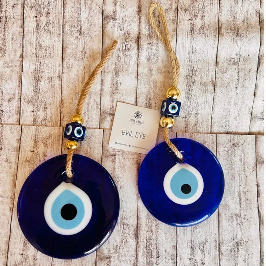 🧿 Greek Evil Eye Glass Wall Hanging – Protective Home Charm & Gift Idea