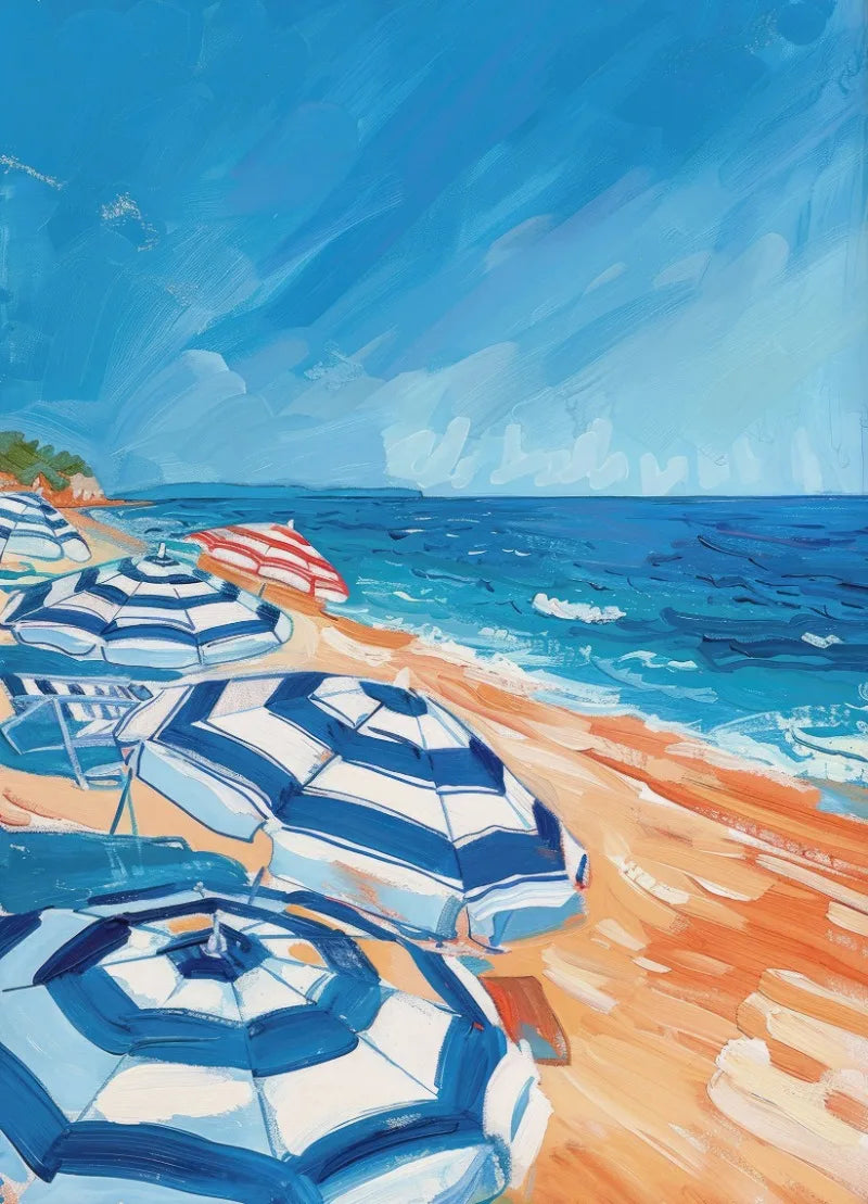 🌴 Greek Summer Beach Canvas Wall Art – Modern Coastal Decor