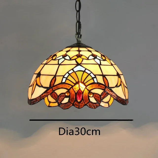 🍷 European-Style Vintage Tiffany Glass Chandelier ✨ | Creative Country-Style Glass Lantern for Bar, Restaurant & Home Decor 🏡