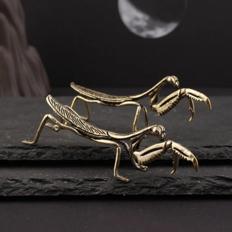 Antique Copper Insect Figurines – Mantis, Dragonfly, Bee & Cricket Miniature Statues for Collection