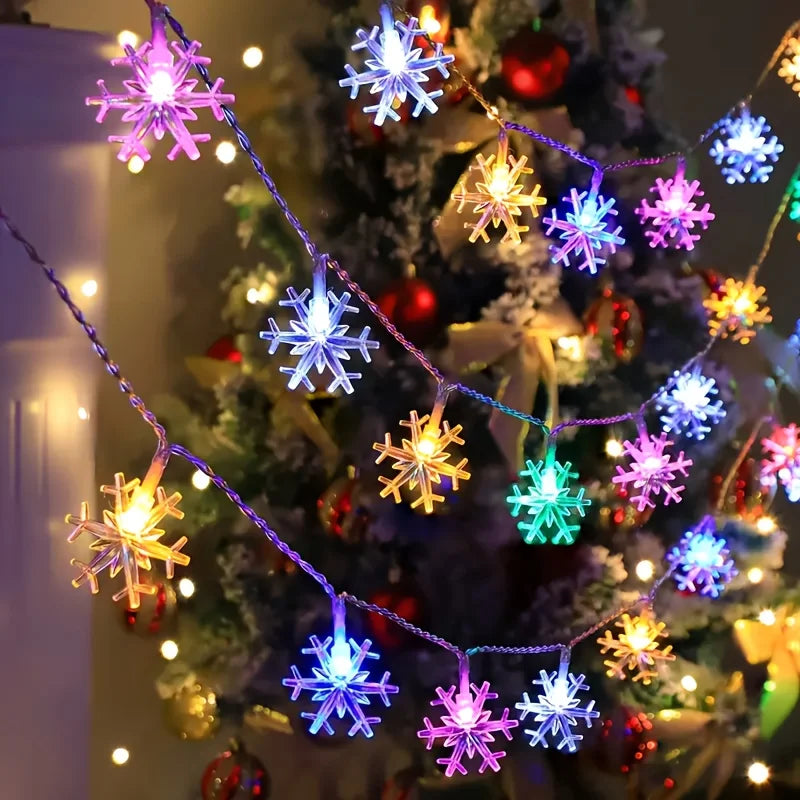 ❄️✨ Dazzling LED Snowflake Garland Lights - Christmas Tree & Home Decor 2025! 💡