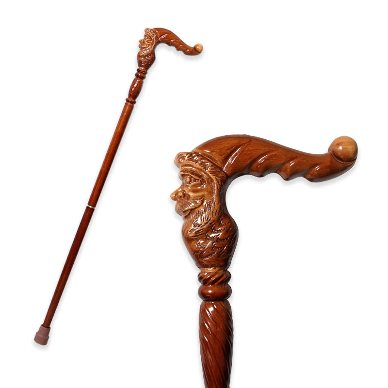 95cm Wooden Walking Stick –  Beech Cane with Leopard, Eagle-Head, Owl Handle – Fashionable Canes for Men & Women, Christmas Gift