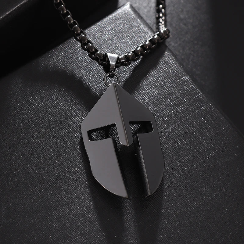 Antique Greek Spartan Helmet Necklace – Premium Stainless Steel Pendant for Unisex Luxury Style