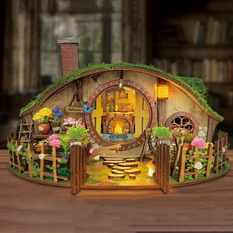NEW DIY Wooden Magic Ring Casa Doll Houses Miniature Model Kits Handmade Dollhouse with Furniture for Friends Birthday Gifts