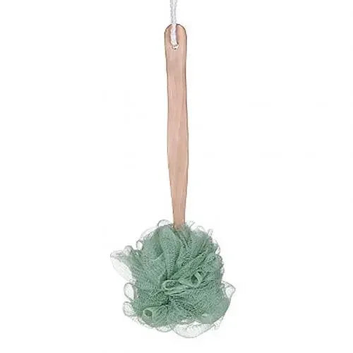 🛁 Wooden Handle Bath Brush – Soft Mesh Back Scrubber