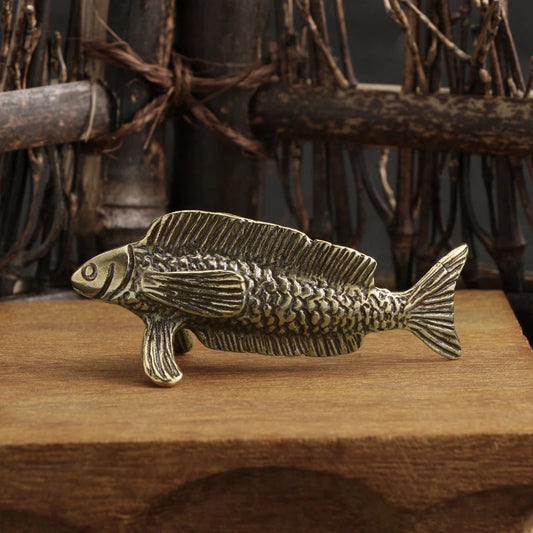 Antique Brass Arowana Statue – Fortune Gathering Mini Ornament